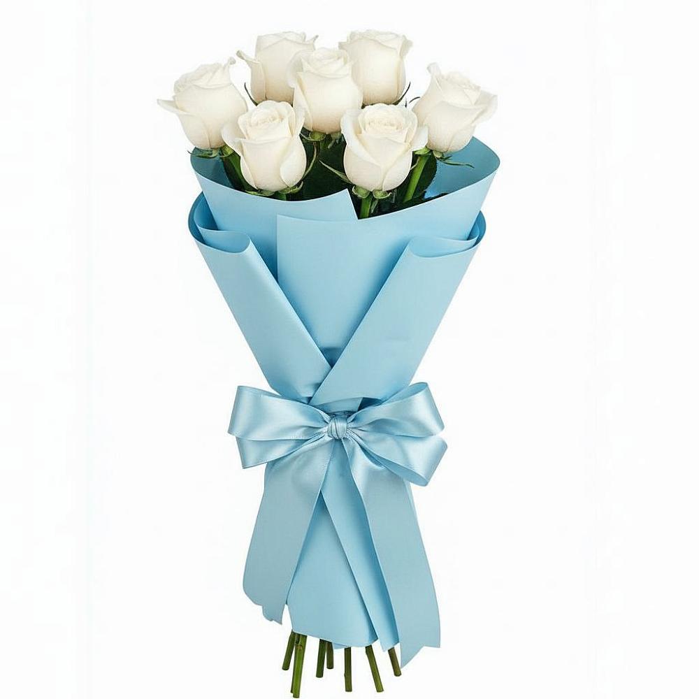 Букет 7 белых роз Проуд в Волгореченске