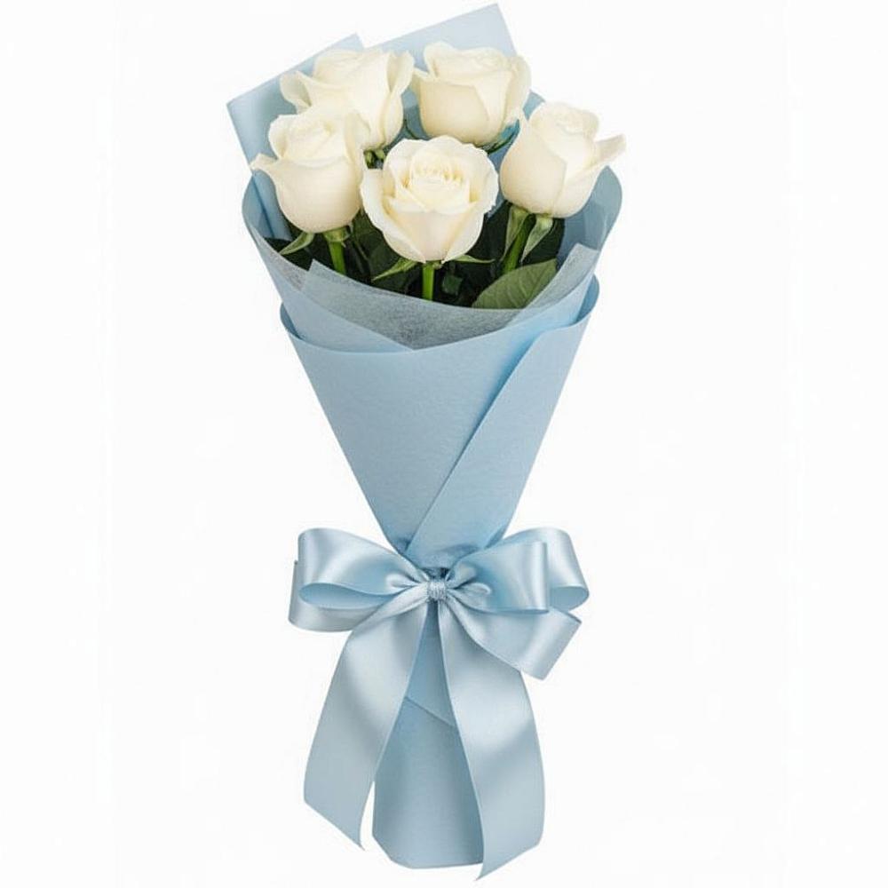 Букет 5 Белых роз Проуд в Волгореченске