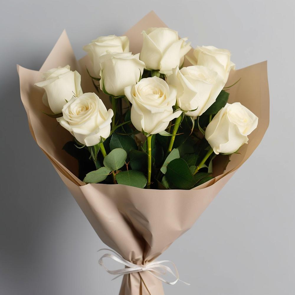 Букет 9 Белых роз Эдлесс Лав в Волгореченске