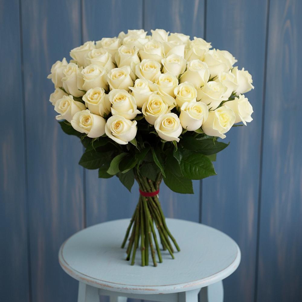 Букет 51 Белая роза Эдлесс Лав в Волгореченске