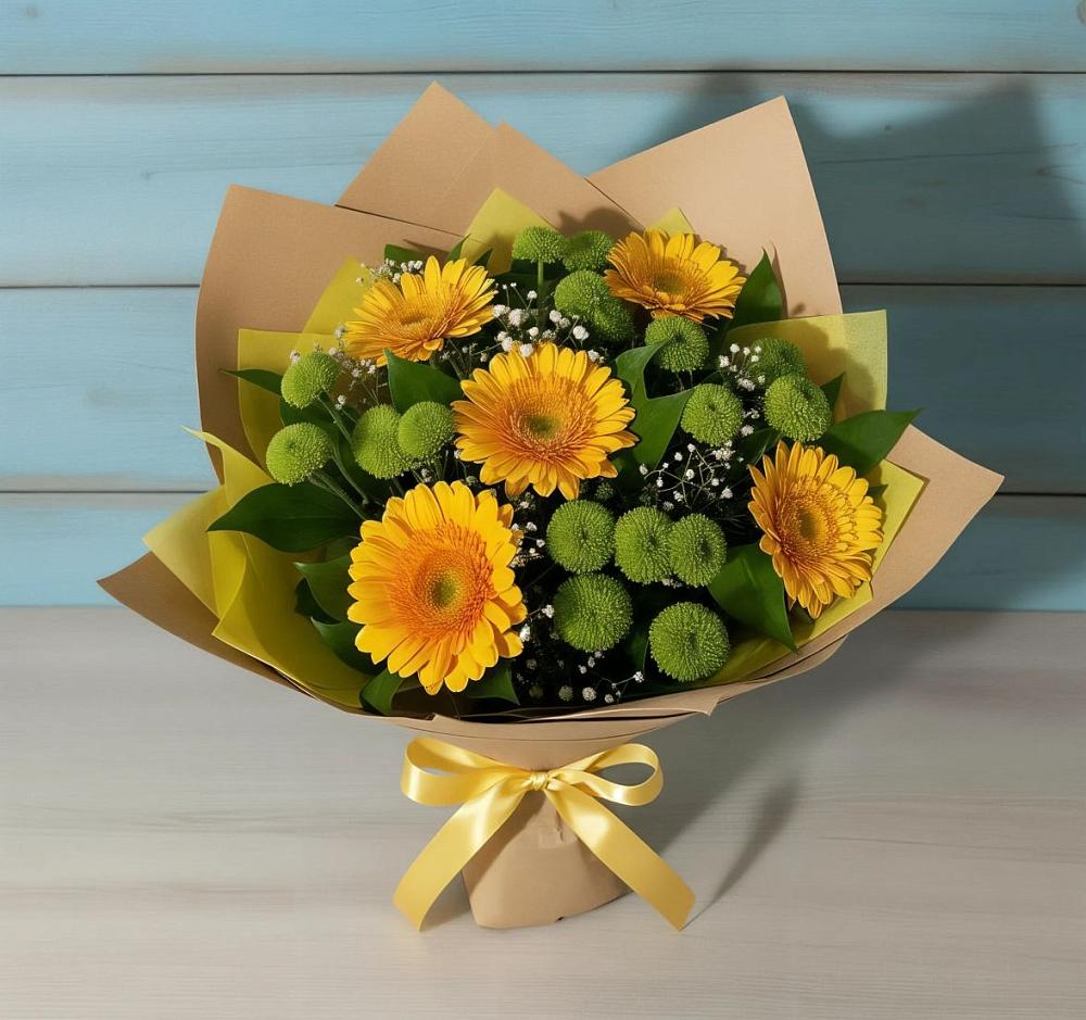 Букет цветов из: Герберы и Хризантемы в Волгореченске