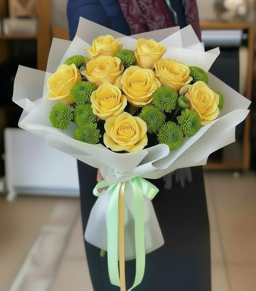 Букет цветов из: Хризантемы и Розы в Волгореченске