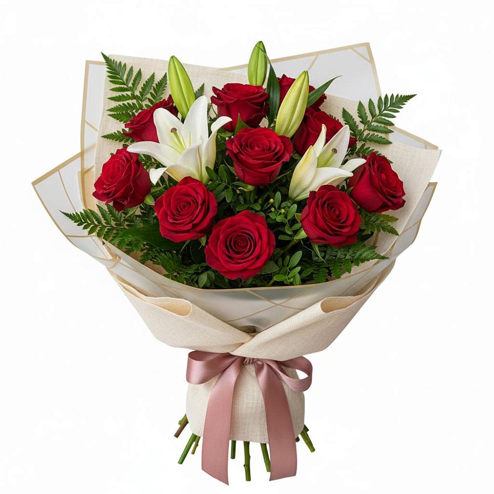 Букет цветов из: Лилии и Розы в Волгореченске