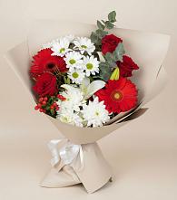 Букет цветов из:  Розы, Хризантемы, Герберы и Лилии в Волгореченске