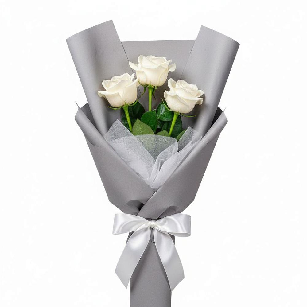 Букет 3 белые розы в Волгореченске