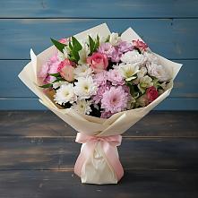 Букет цветов из:  Хризантемы, Альстромерии и Розы в Волгореченске